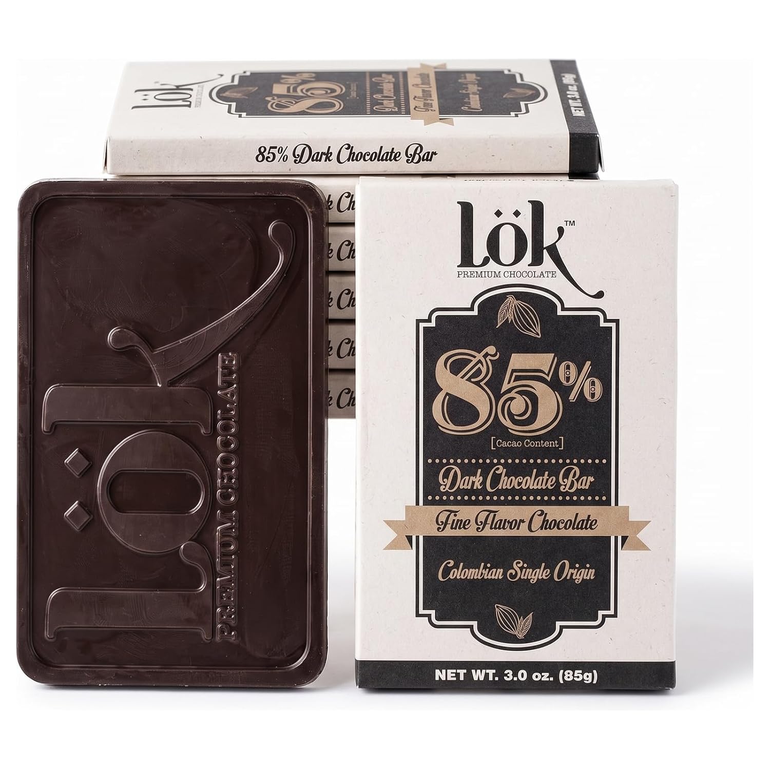 Lök Foods Dark Chocolate Bar 100% Cacao | Fair Trade, Kosher, Gluten Free, Vegan, Bean-to-Bar, Sugar-Free, No Sugar Alcohol, No Artificial Sweetener