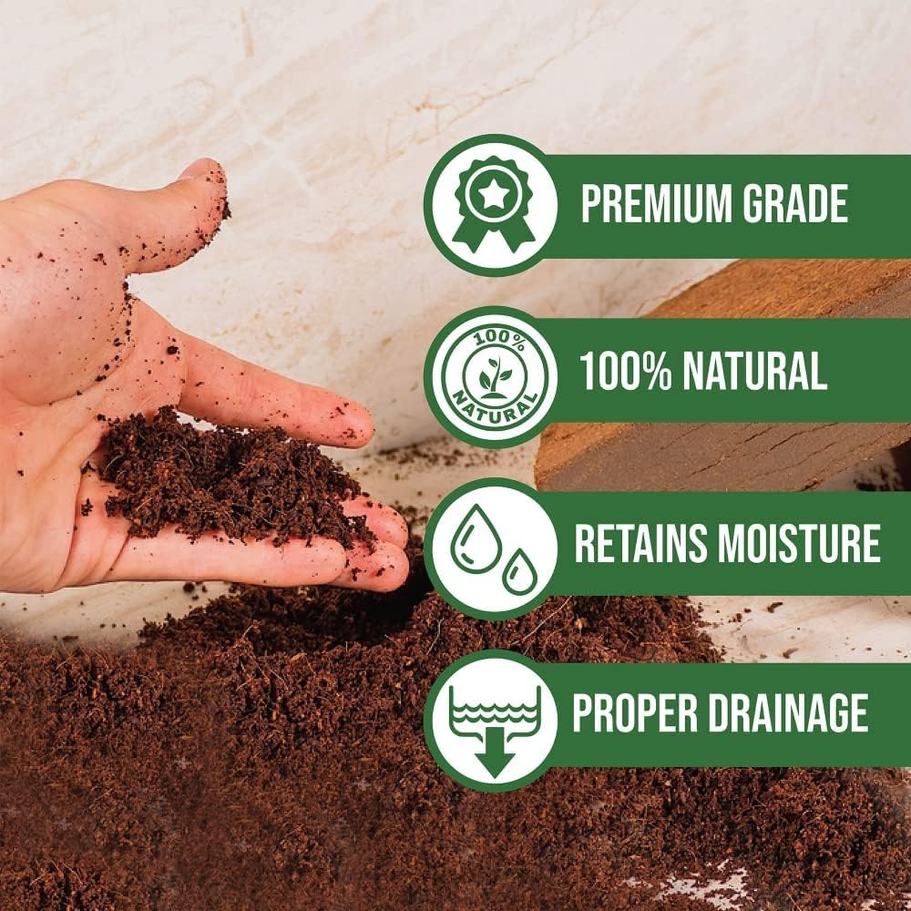 Envelor Organic Coco Coir Brick 10 Lbs. Coir Block Coconut Fiber Growing Medium Potting Soil Mix Coco Peat Media Coir Pith Indoor Outdoor Planters Vegetable Garden Beds
