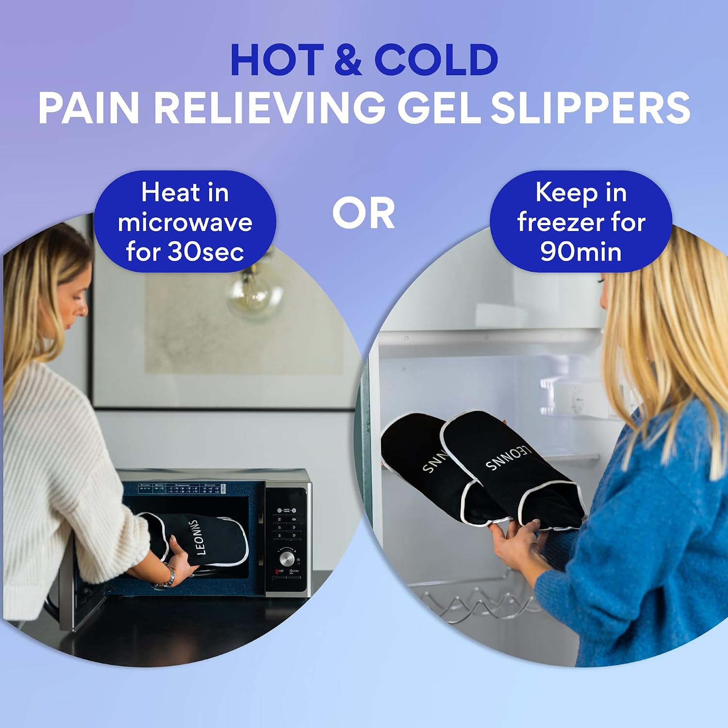 Gel Ice Pack Slippers for Foot Pain, Provides Hot and Cold Therapy, Blue