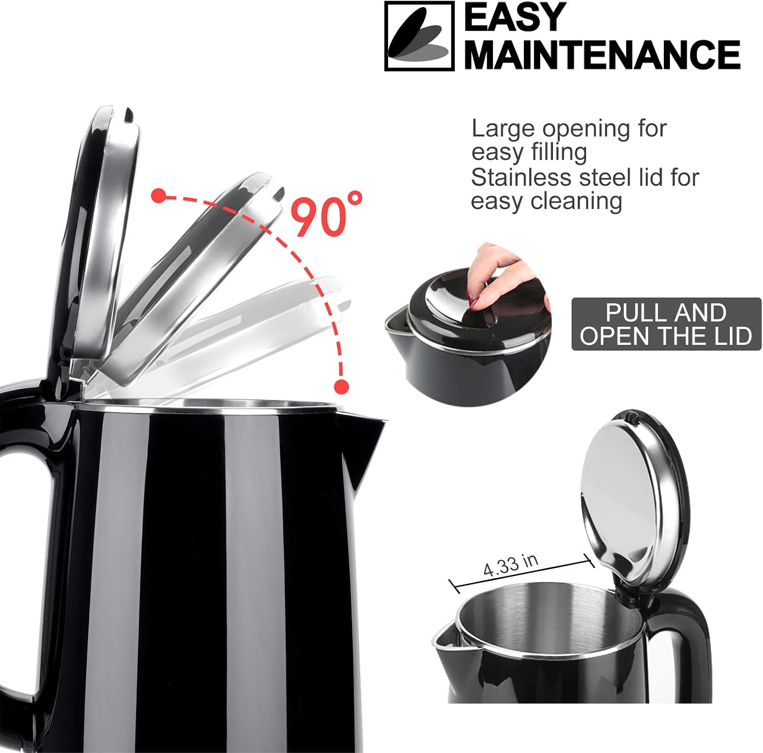Secura Stainless Steel Double Wall Electric Kettle Water Heater for Tea Coffee w/Auto Shut-Off and Boil-Dry Protection, 1.0L (Orange) SWK-1001DO/HB-K012