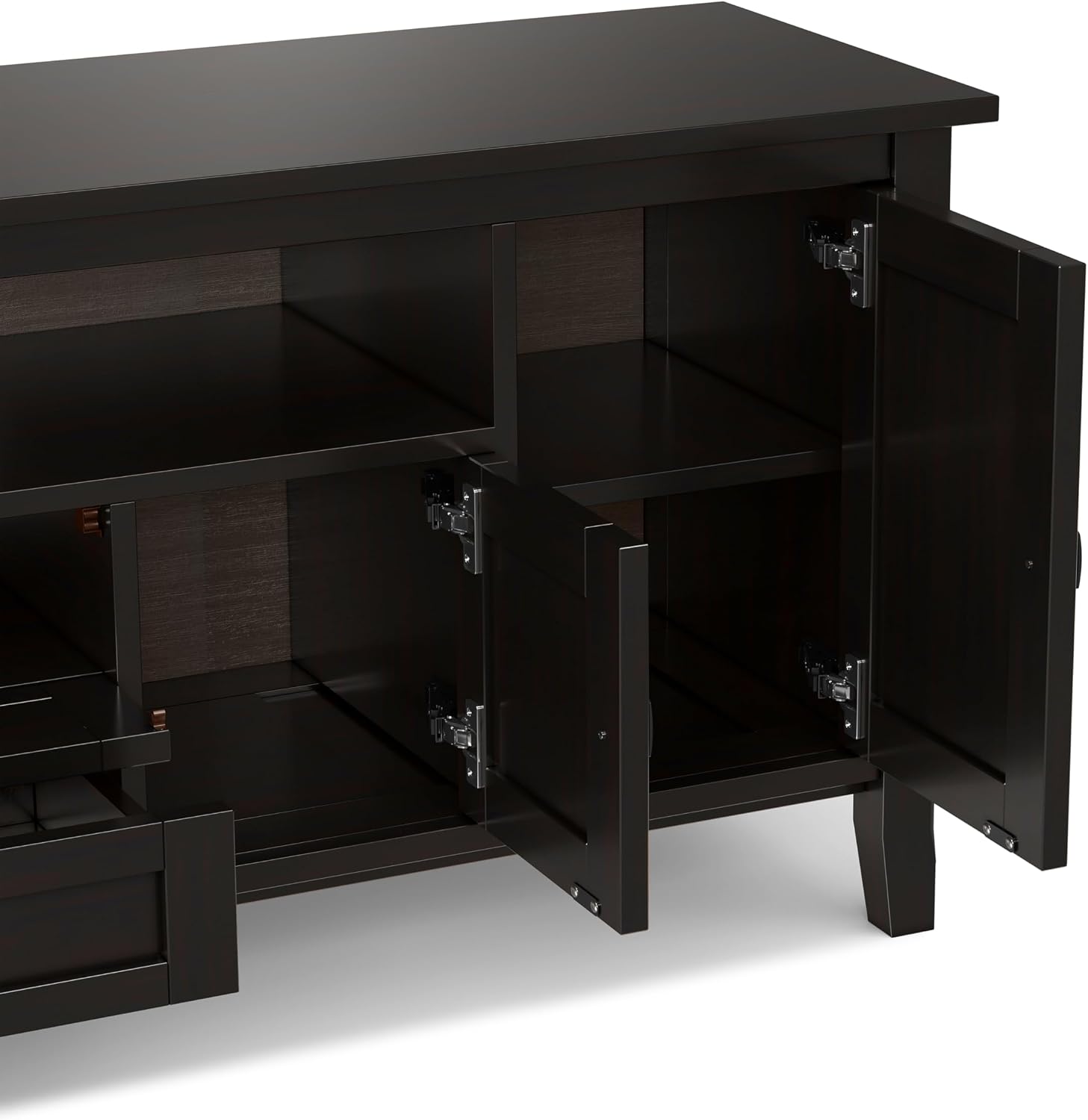 SIMPLIHOME Warm Shaker 47" Wide Solid Wood TV Stand in Light Golden Brown