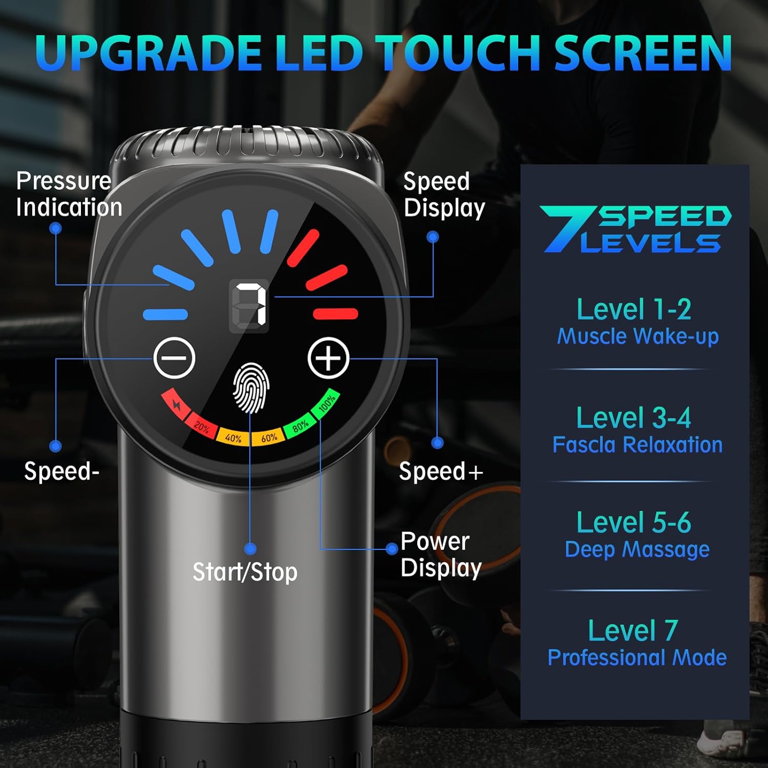 TOLOCO Massage Gun, Deep Tissue Back Massage for Athletes for Pain Relief, Percussion Massager with 10 Massages Heads & Silent Brushless Motor