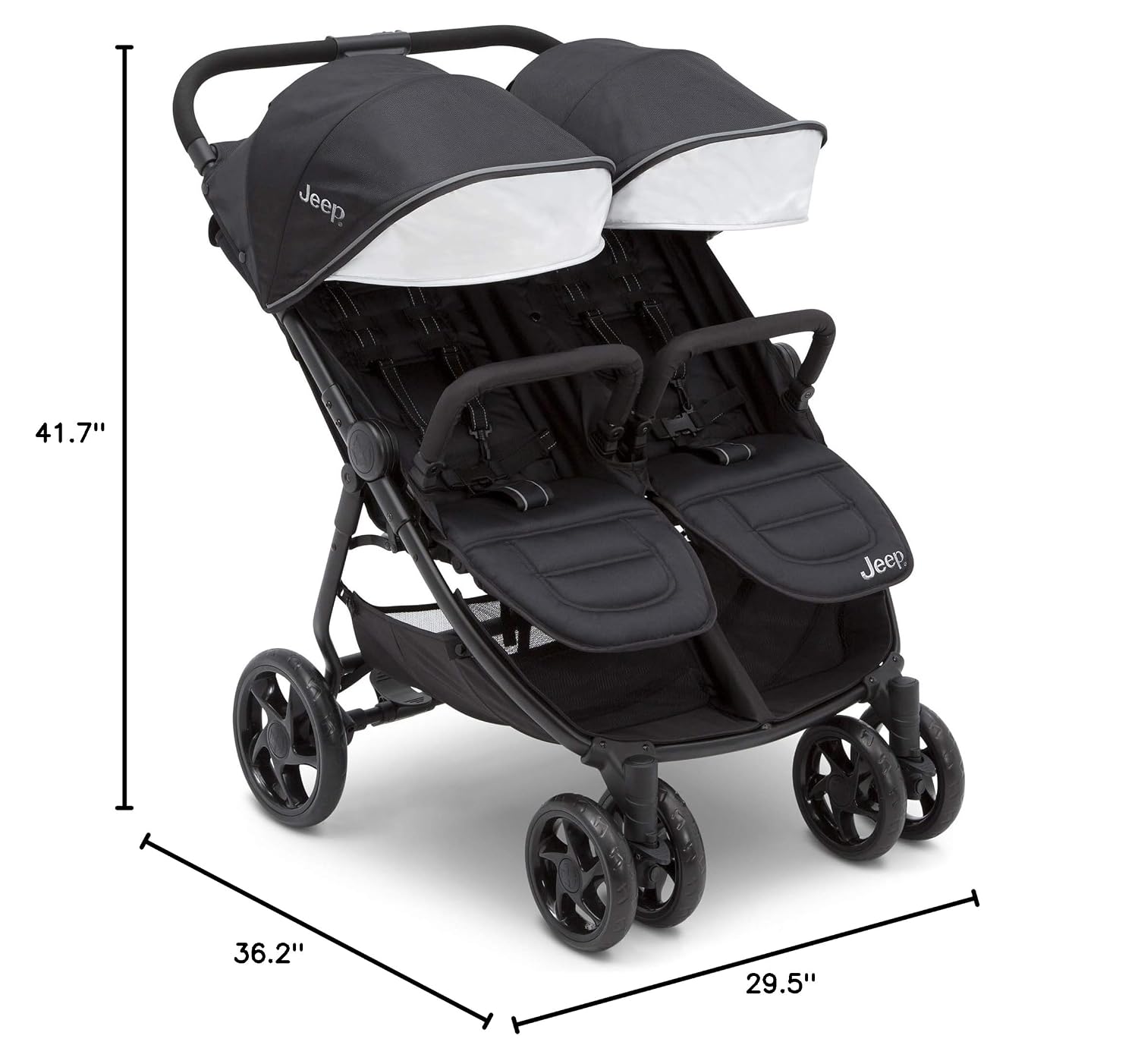 Jeep Destination Ultralight Side x Side Double Stroller, Midnight