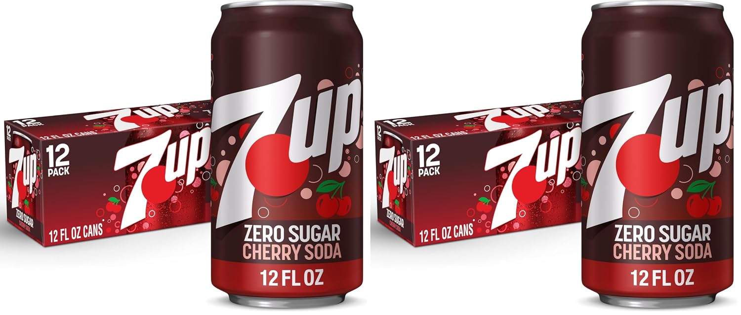 7UP Cherry Zero Sugar Soda, 12 fl oz cans, 12 pack