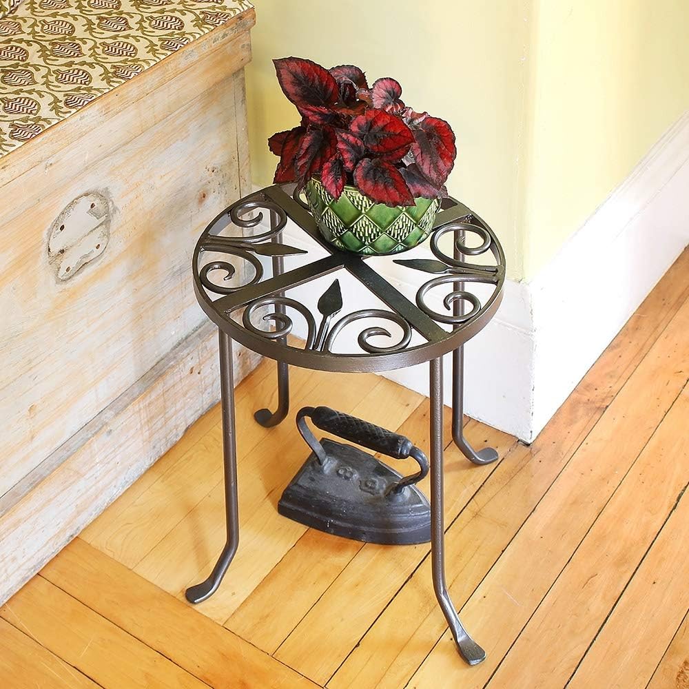 Achla Designs VTT-01 Round Trivet Wrought Iron Plant Stand, Graphite