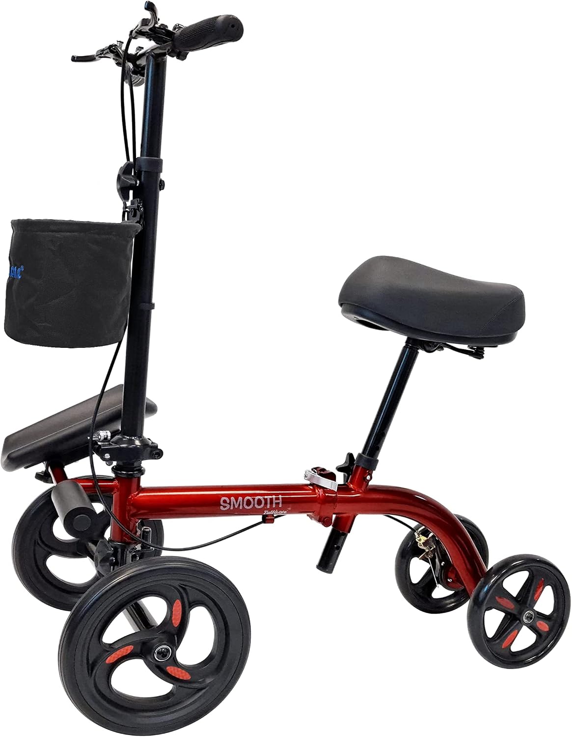 Smooth Seated Knee Scooter, Slow Propelled Steerable Mobility Knee Walker Crutches, Wheelchair Alternative with Dual Brakes
