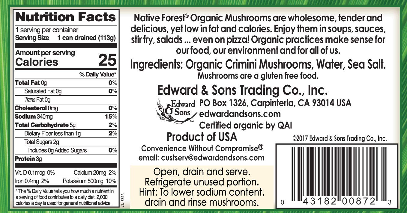 Native Forest Organic Portobello Mushroom Slices - 6.5 Oz (Pack of 12) | Canned Mushrooms, Low Calories & Fat, Non-GMO Project Verified, USDA Organic