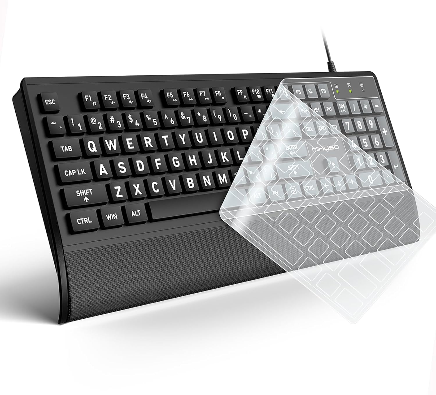 Large Print Computer Keyboard, High Contrast Big Letter for Seniors Visually | Keyboard for elderly Low Vision, Non Fade Letter