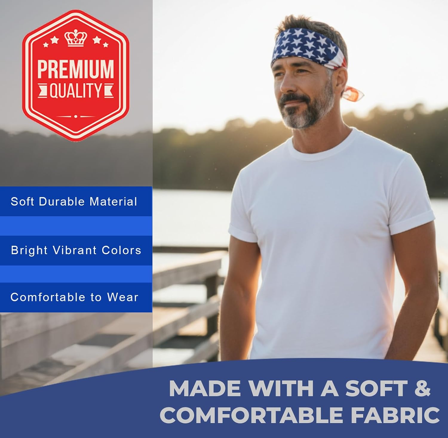 Costume Adventure American Flag Bandana Headband for Men and Women | Men's Patriotic USA Flag Bandana USA Apparel Clothing Bandanna America Apparel