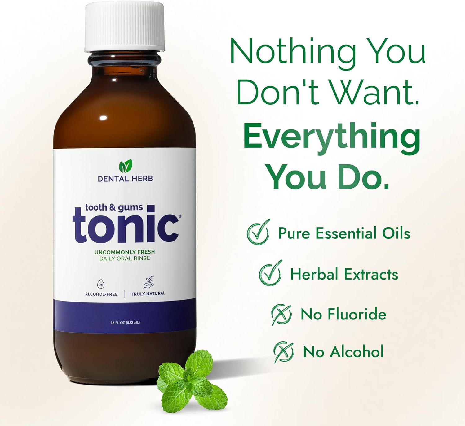 Tooth & Gums Tonic Herbal Mouthwash Oral Rinse 18fl oz, Dental Herb Company