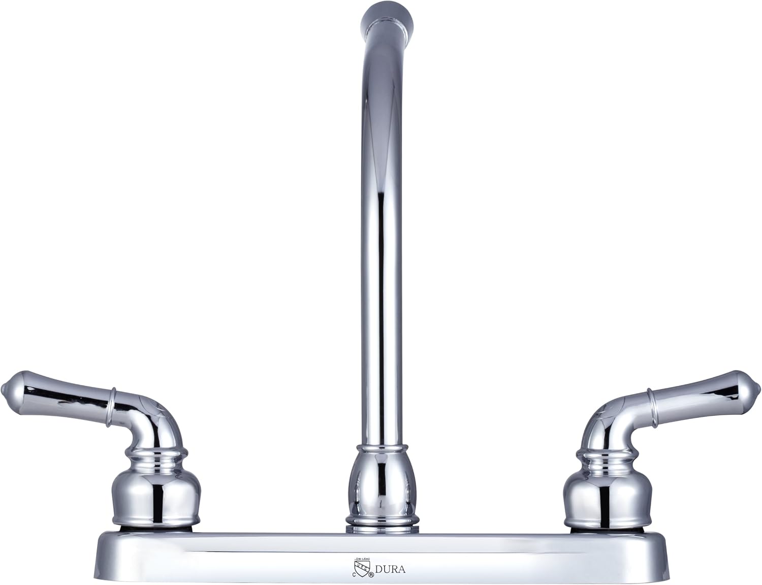 Dura Faucet DF-PK210C-SN RV Hi-Rise Kitchen Sink Faucet (Satin Nickel) | Tall spout and classical levers make washing big pots easy. Brushed Satin Nickel.