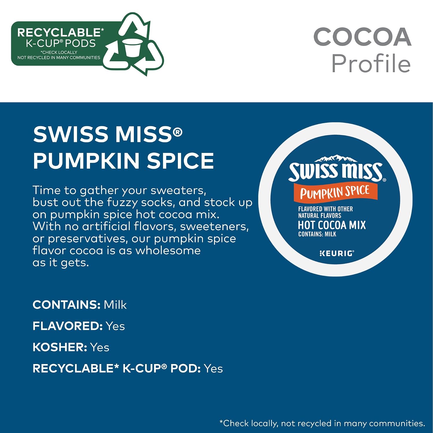 Swiss Miss Milk Chocolate Hot Cocoa Keurig Single-Serve K Cup Pods, 28 Count