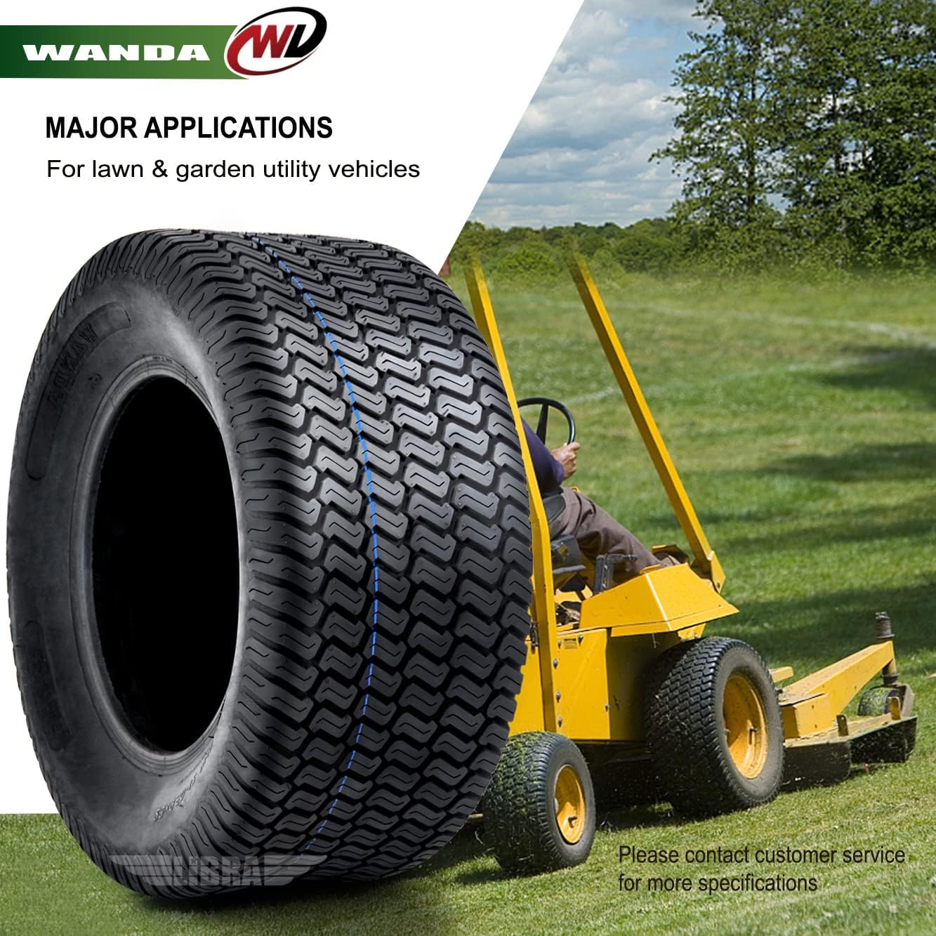 WANDA Set 4 Lawn Mower Turf Tires 16x6.5-8 & 23x10.5-12 /4PR -13019/13049 | Riding Lawn Mover, Garden Tractor