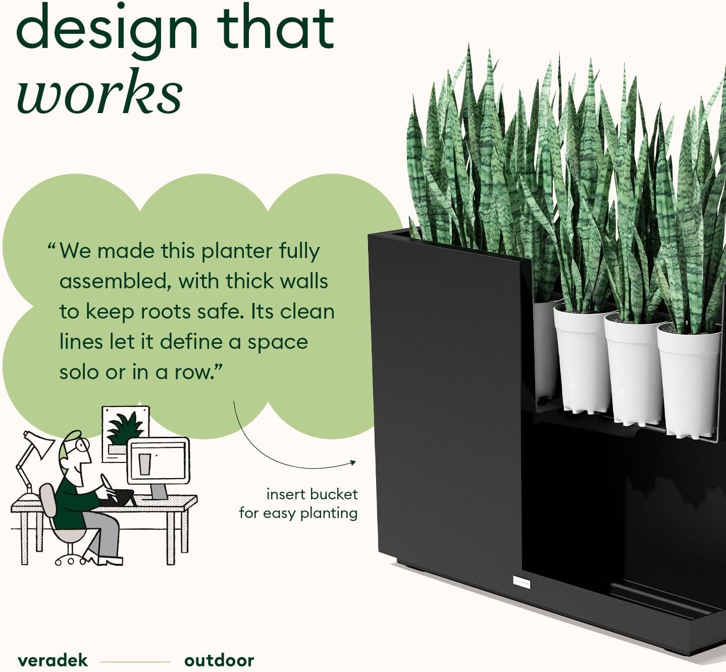 Veradek Span Plastic Box Series Planter - Tall Rectangular, White, All-Weather Resistant, Removable Insert Bucket, Modern Design, Indoor/Outdoor Use | Made From Durable Plastic Featuring a Removable Insert Bucket. Modern Porch/Patio Décor for Plants and…