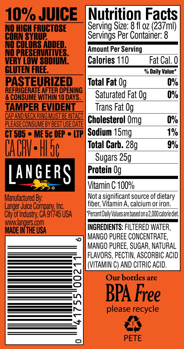 Langers Juice Cocktail, Pineapple Orange Guava, 15.2 Fl Oz (Pack of 12)