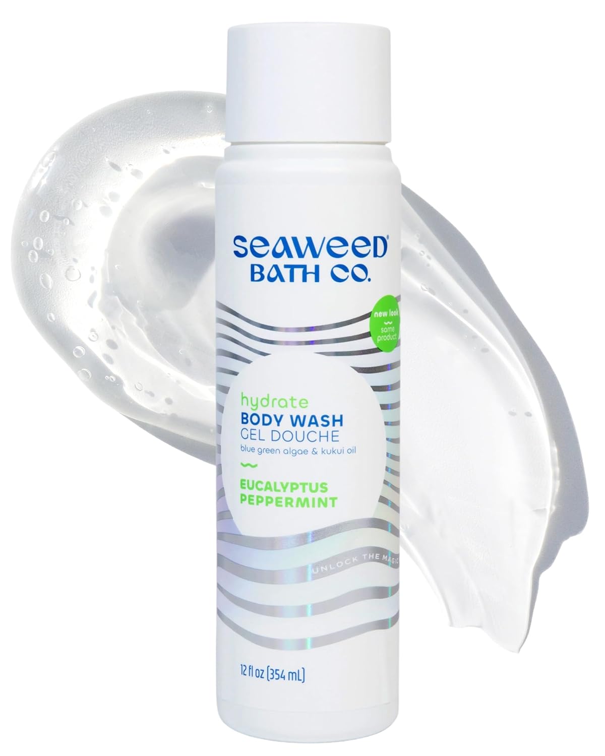 Seaweed Bath Co. Hydrate Body Wash, Unscented, 12 oz | Foaming Shower Gel Cleanser with Natural Ingredients, Fragrance Free and Gentle, Good for Sensitive Skin