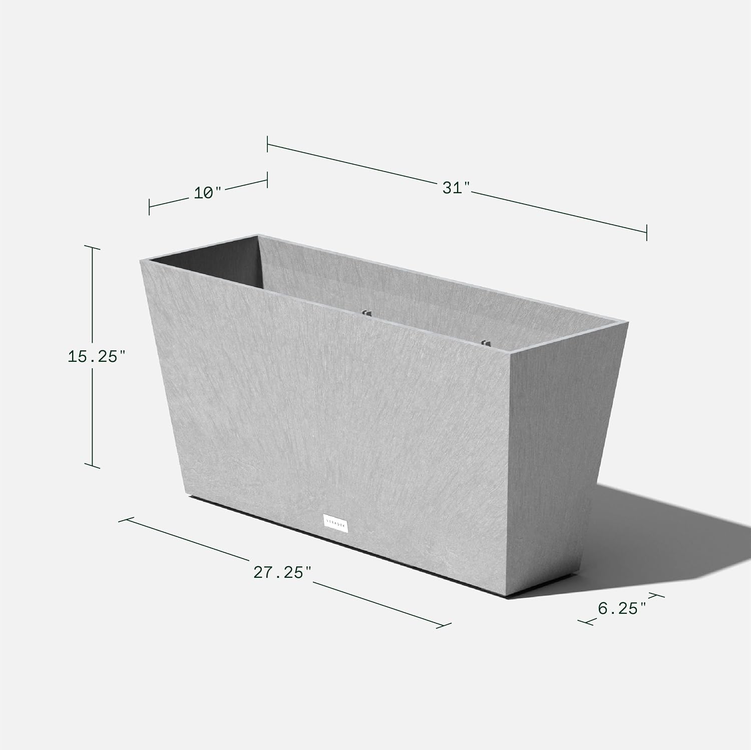 Veradek Pure Series Midori Planter - Wide Outdoor Planter | Made From Durable Plastic With Pre-Drilled Drainage Holes. Modern Porch/Patio Décor for Plants, Flowers and Herbs