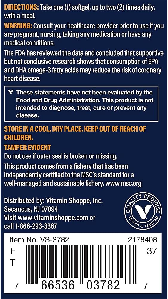 Vthrive Premium Wild Alaskan Fish Oil with Vitamin D3 - Supports Cardiovascular Health - 1,375 DHA/EPA (60 Softgels)