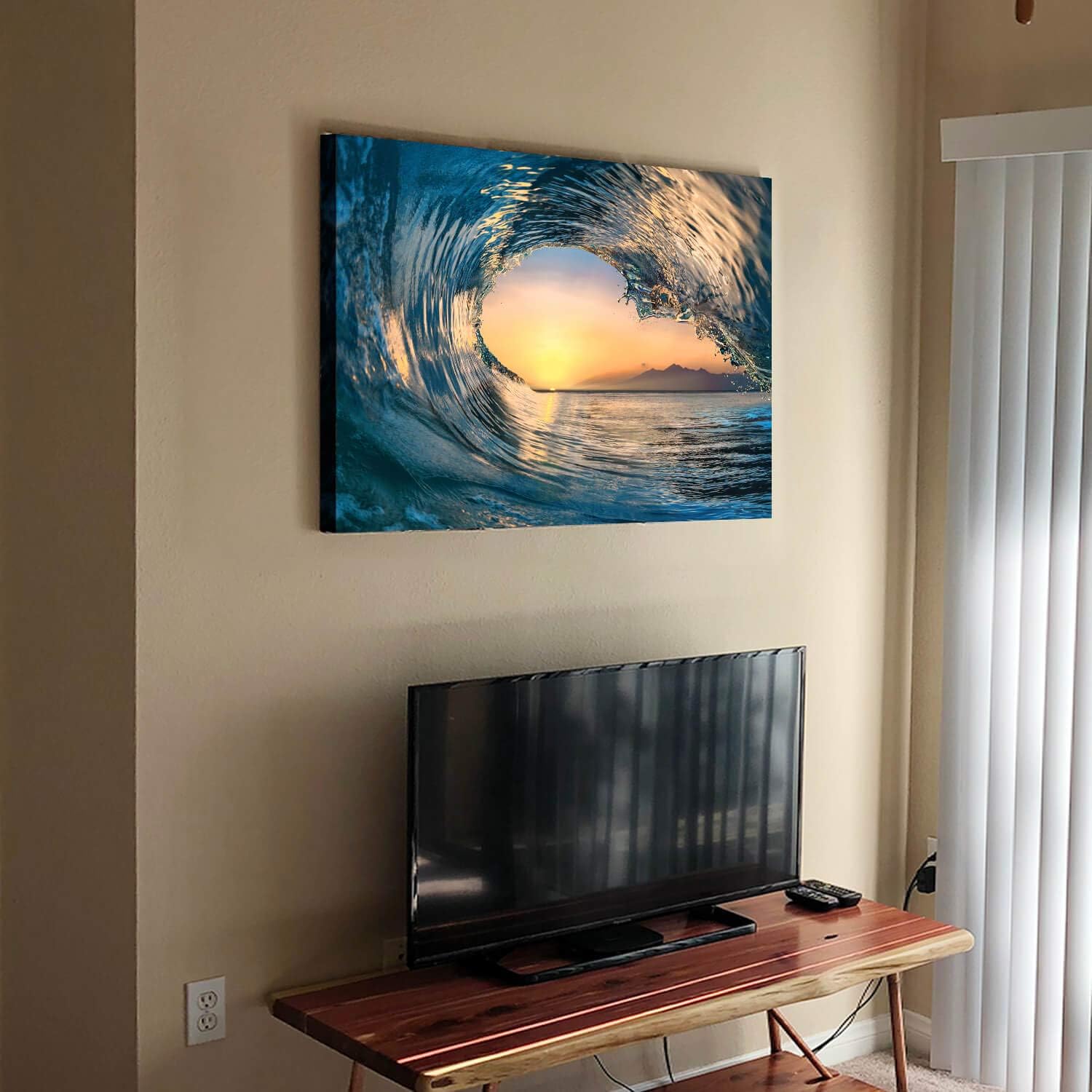 Hardy Gallery Ocean Wave Canvas Wall Art Coastal Decor 16x11 Inch
