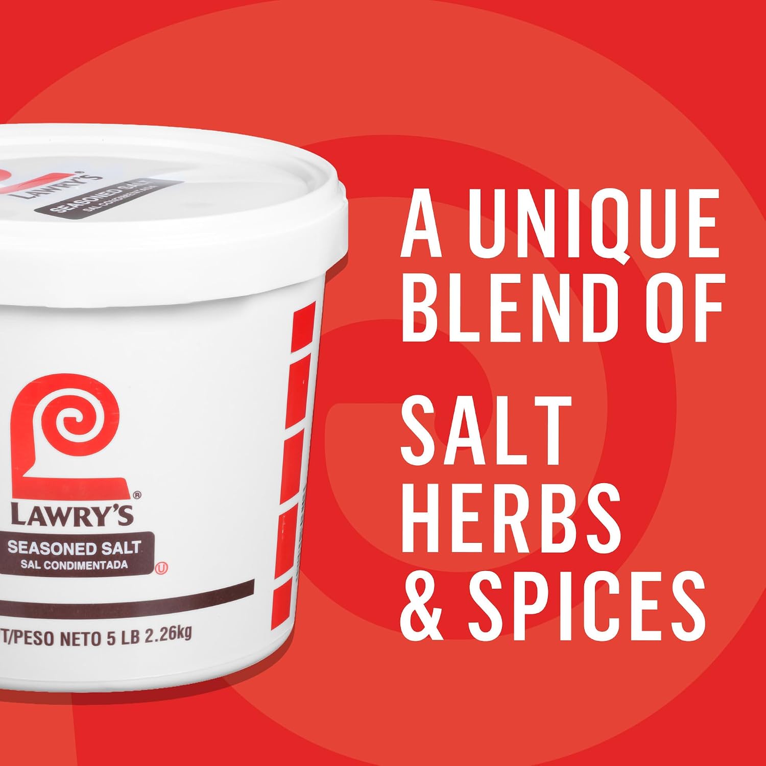 Lawrys Seasoned Salt, 5 lb - One 5 Pound Container of All-Purpose Seasoned Salt Made With Perfect Blend of Salt, Garlic, Turmeric, Celery, Paprika and Other Spices