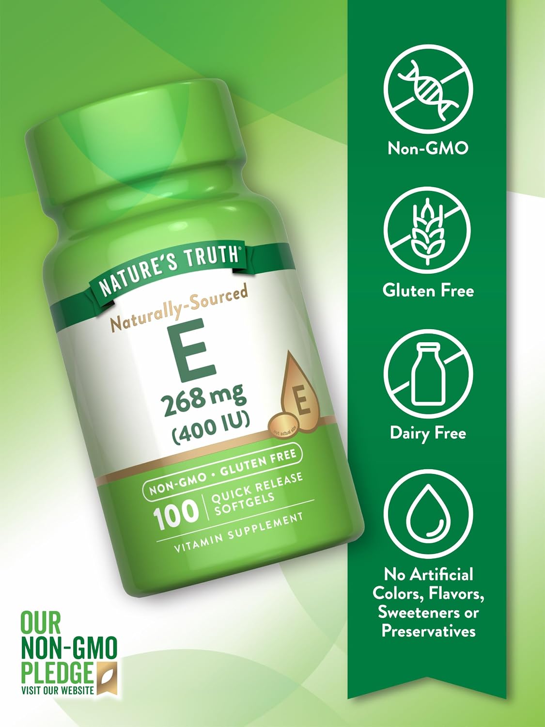 Nature's Truth Vitamin E 400 IU Softgels | 268mg | 100 Count