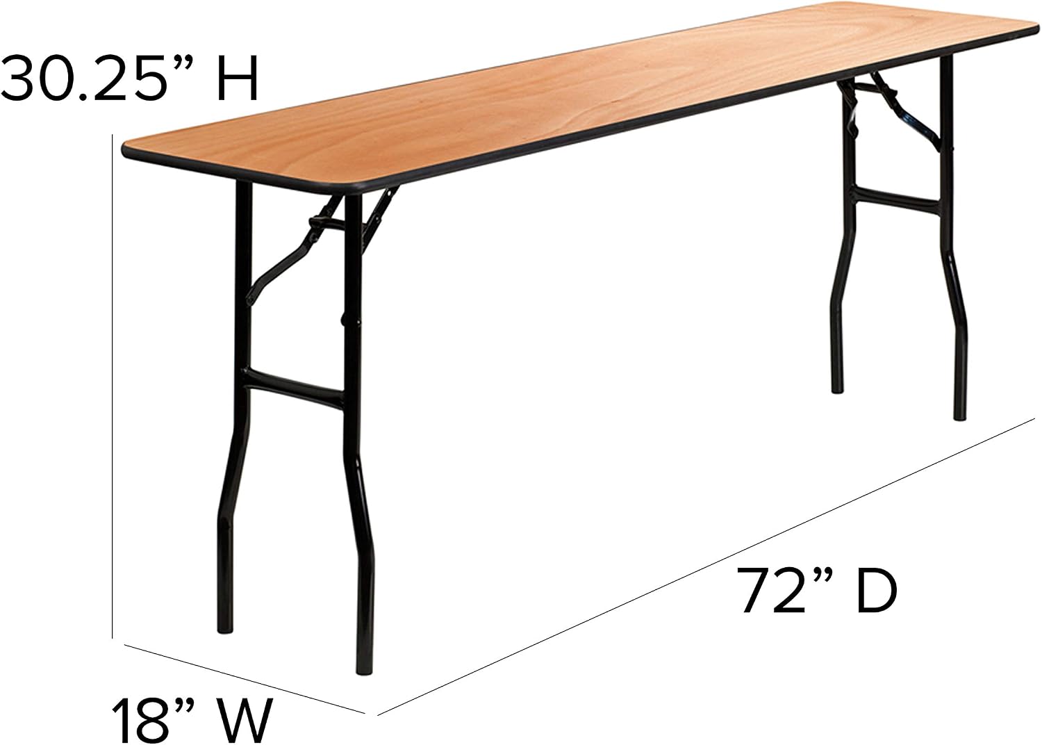 Emma + Oliver 72 in Natural Wood Rectangular Folding Table | Clear Coated Finished Top, Lightweight, Easy Storage, Event Table