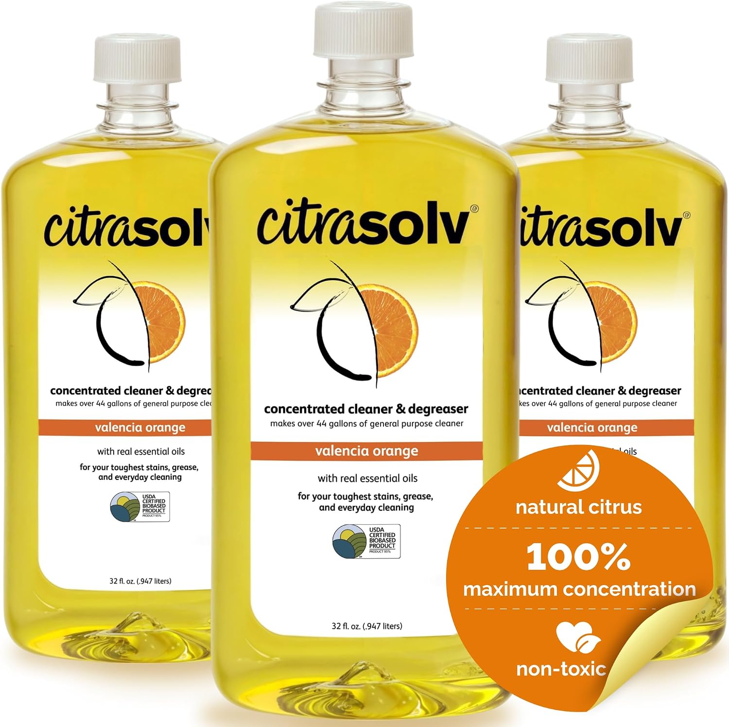 Citra Solv Concentrated Cleaner & Degreaser, Deodorizer, Home & Outdoor, Adhesive Remover, Paint Thinner, Natural Orange Oil, Valencia Orange 8 Fl Oz