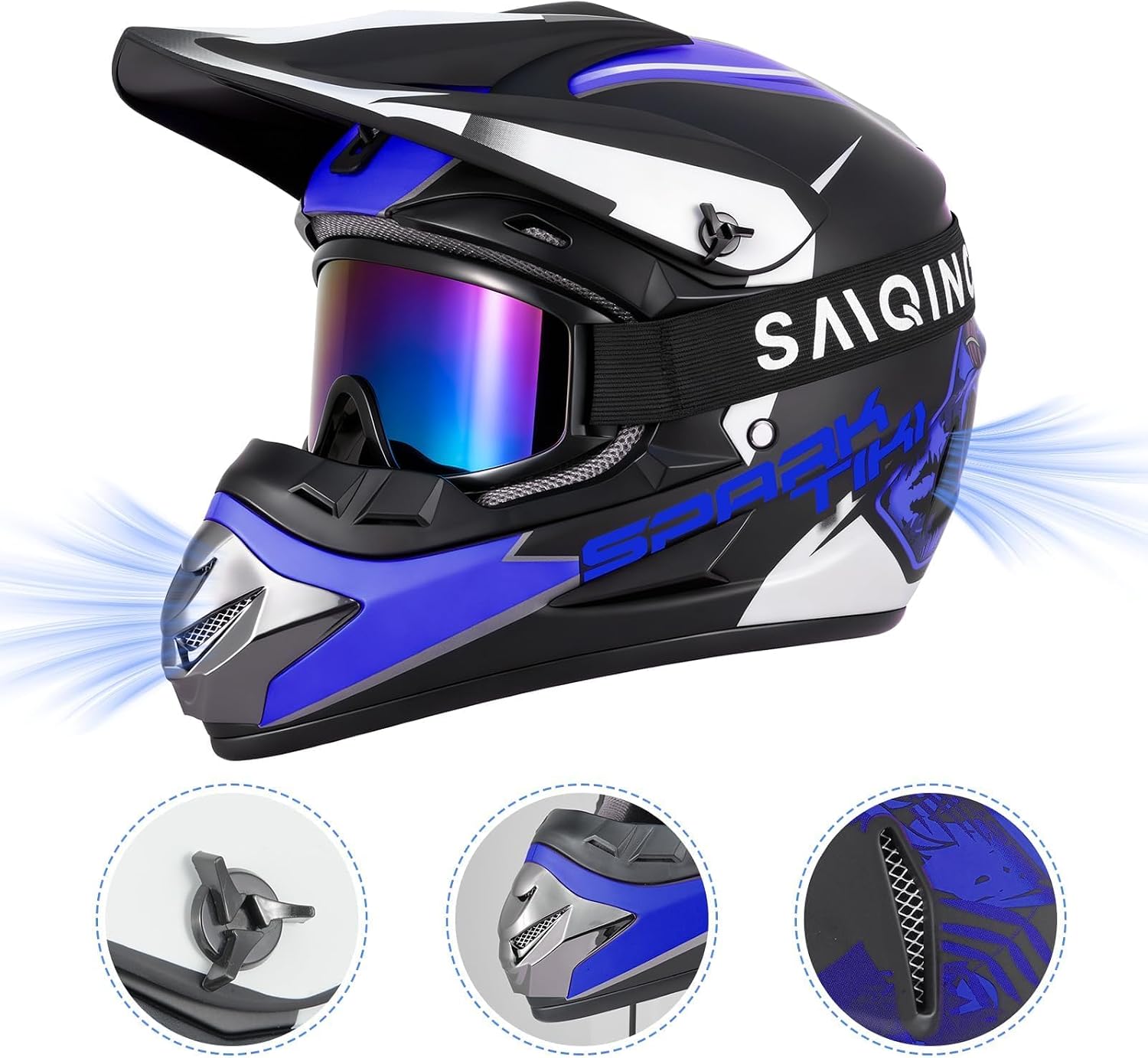 Youth Kids Dirt Bike Motocross Helmet DOT Approved Cool Tiki Graphic