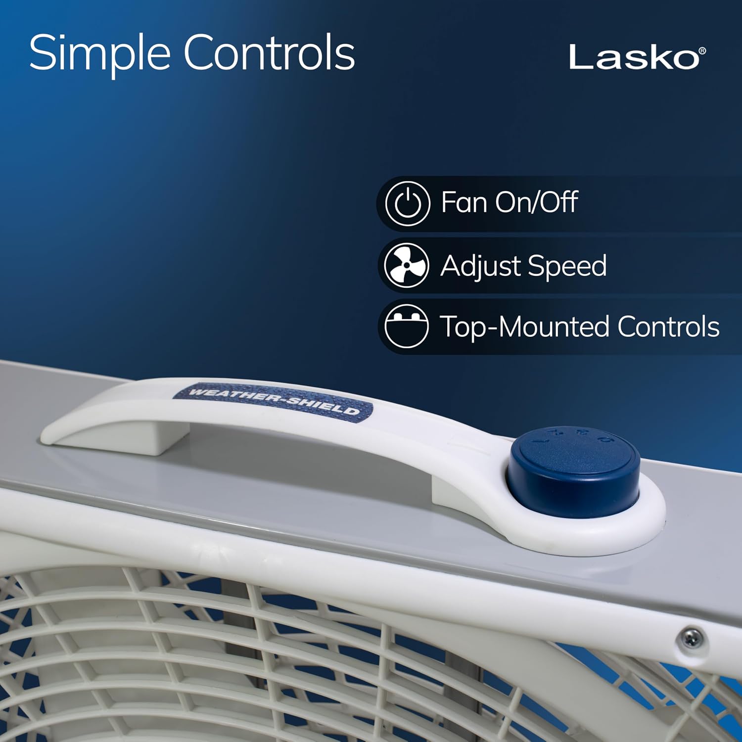Lasko Weather-Shield Performance Box Fan, 3 Speeds, Innovative Wind Ring System for Up to 30% More Air, Carry Handle for Bedroom, Office, Home