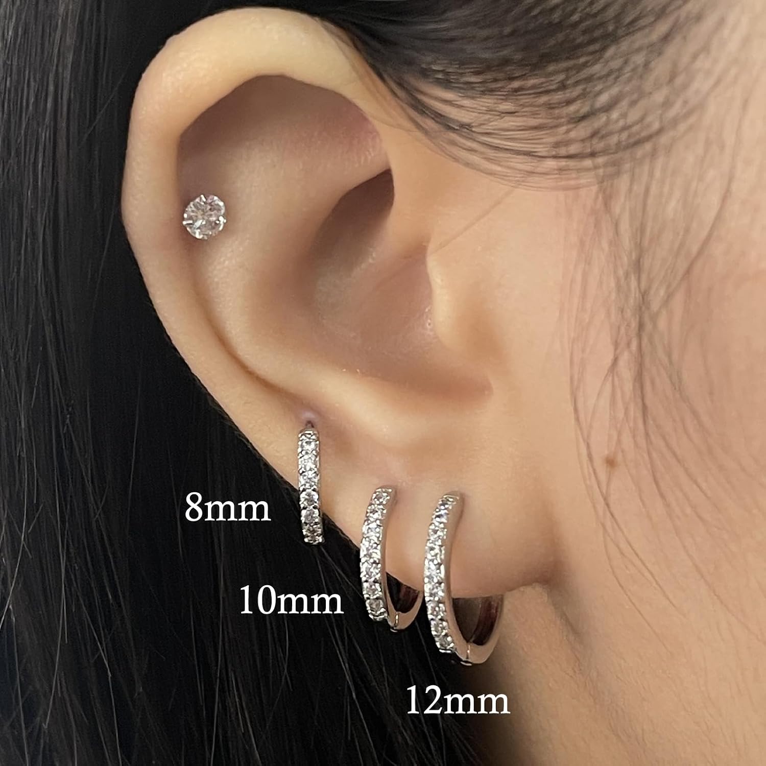 Dlihc 6 Pairs Sterling Silver Hoop and Stud Earrings Set for Women Men
