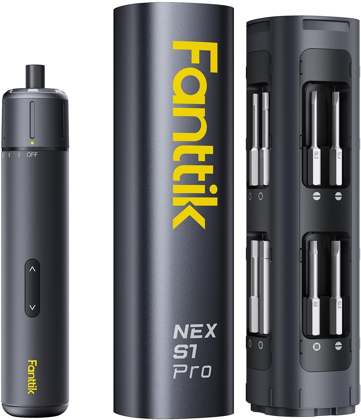 Fanttik S1 Pro Electric Screwdriver, Power Screwdriver | 16 S2 Steel Bits, 3 Torque Settings, Max 6 N.m, 2000mAh Battery, LED Light & 1/4''Hex