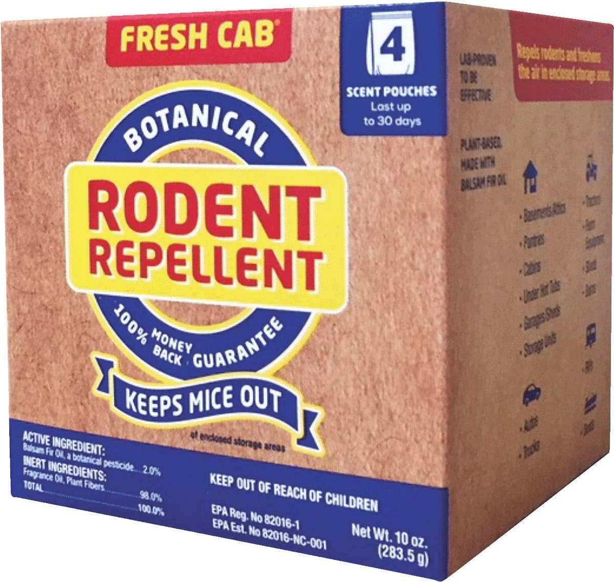 EarthKind EMW7208598 Fresh Cab Rodent, Rats and Mice Repellent With Blend Of Plant Fiber and Botanical Extracts For Use On The Farm