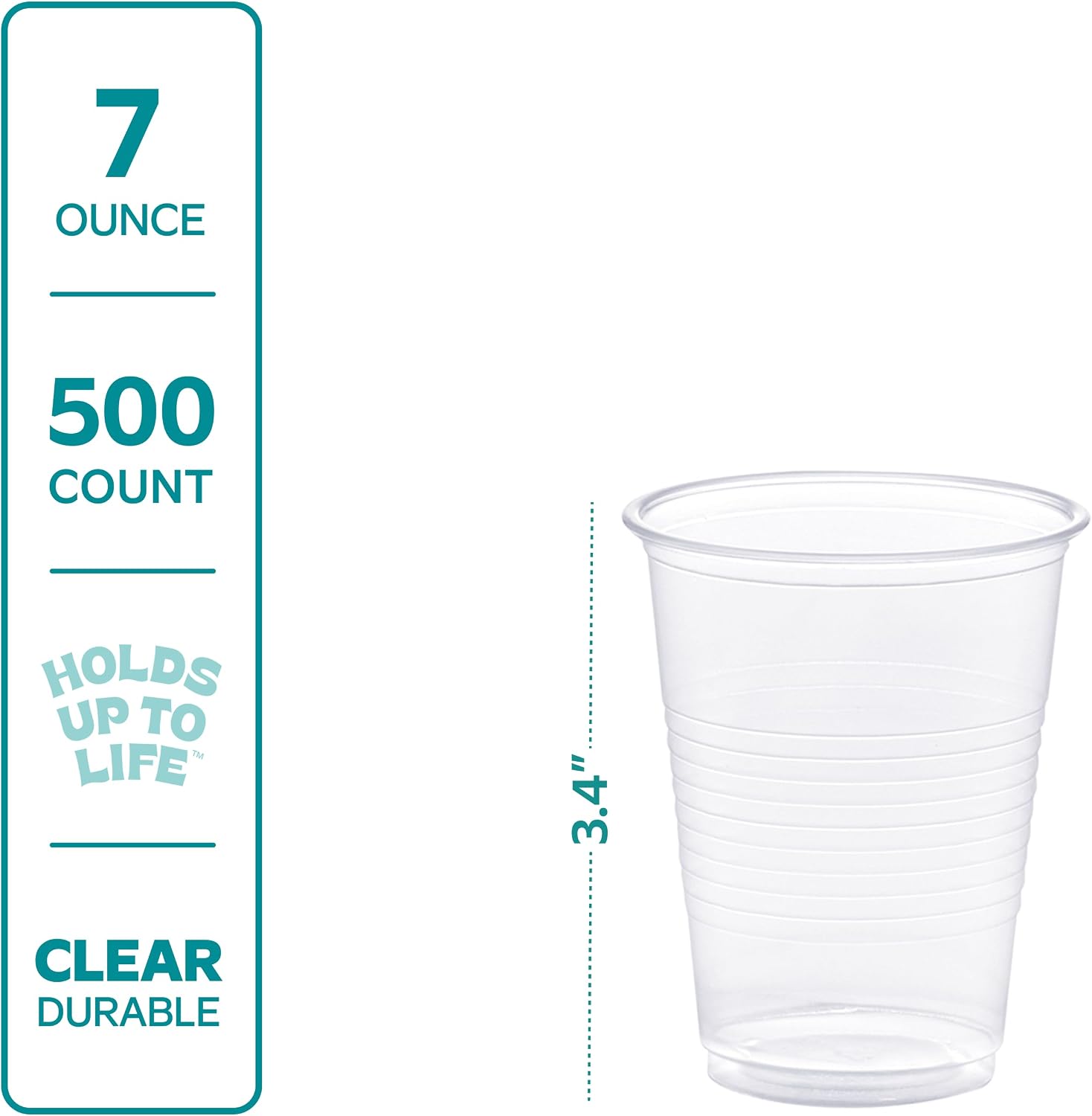GUSTO 7 oz Clear Plastic Cups [500 Count] Disposable Cold Drinking Cups