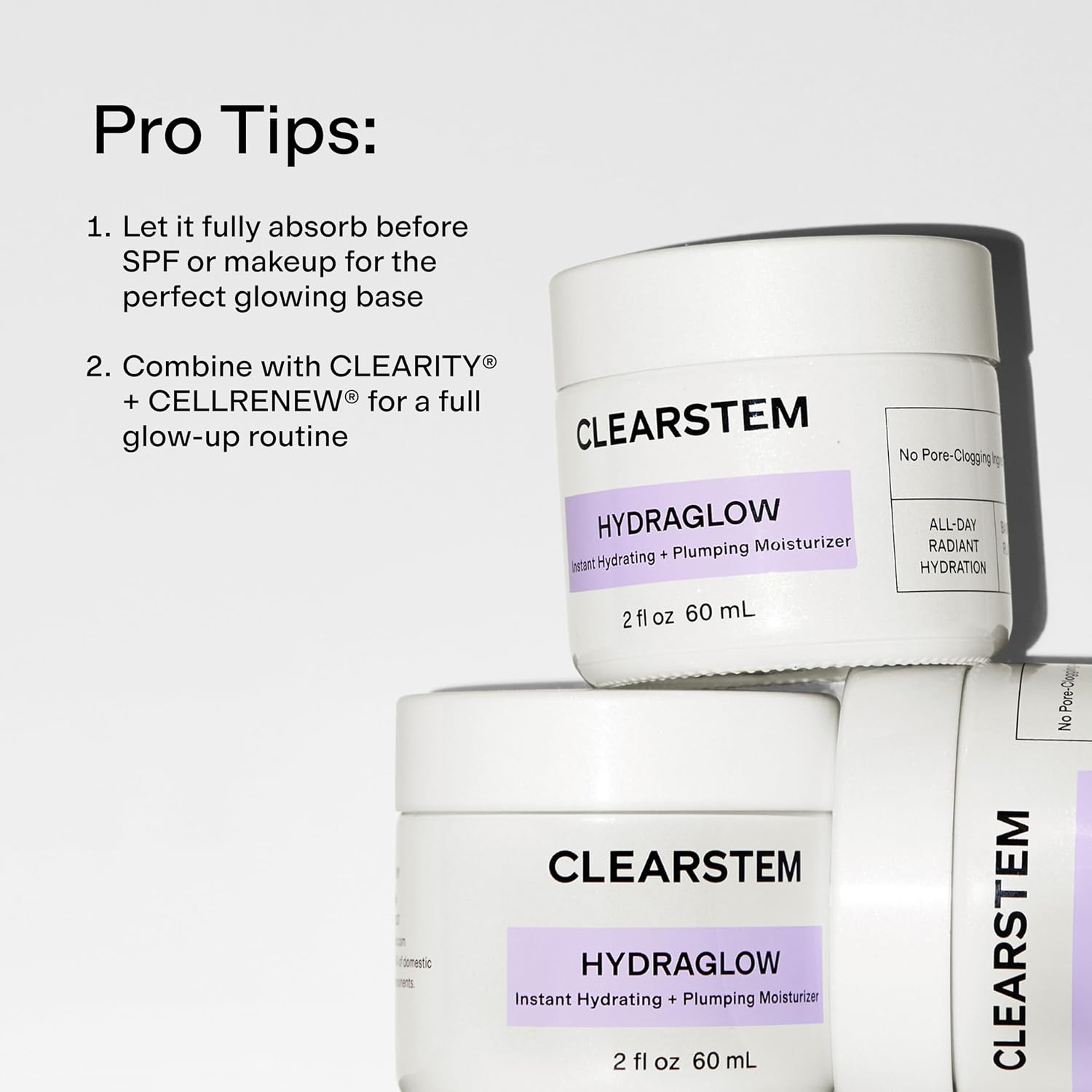 CLEARSTEM - HYDRAGLOW Stem Cell Moisturizer - Bakuchiol + Squalene - Youthful Skin Face Moisturizer - All Skin Types - Facial Skin Care Products