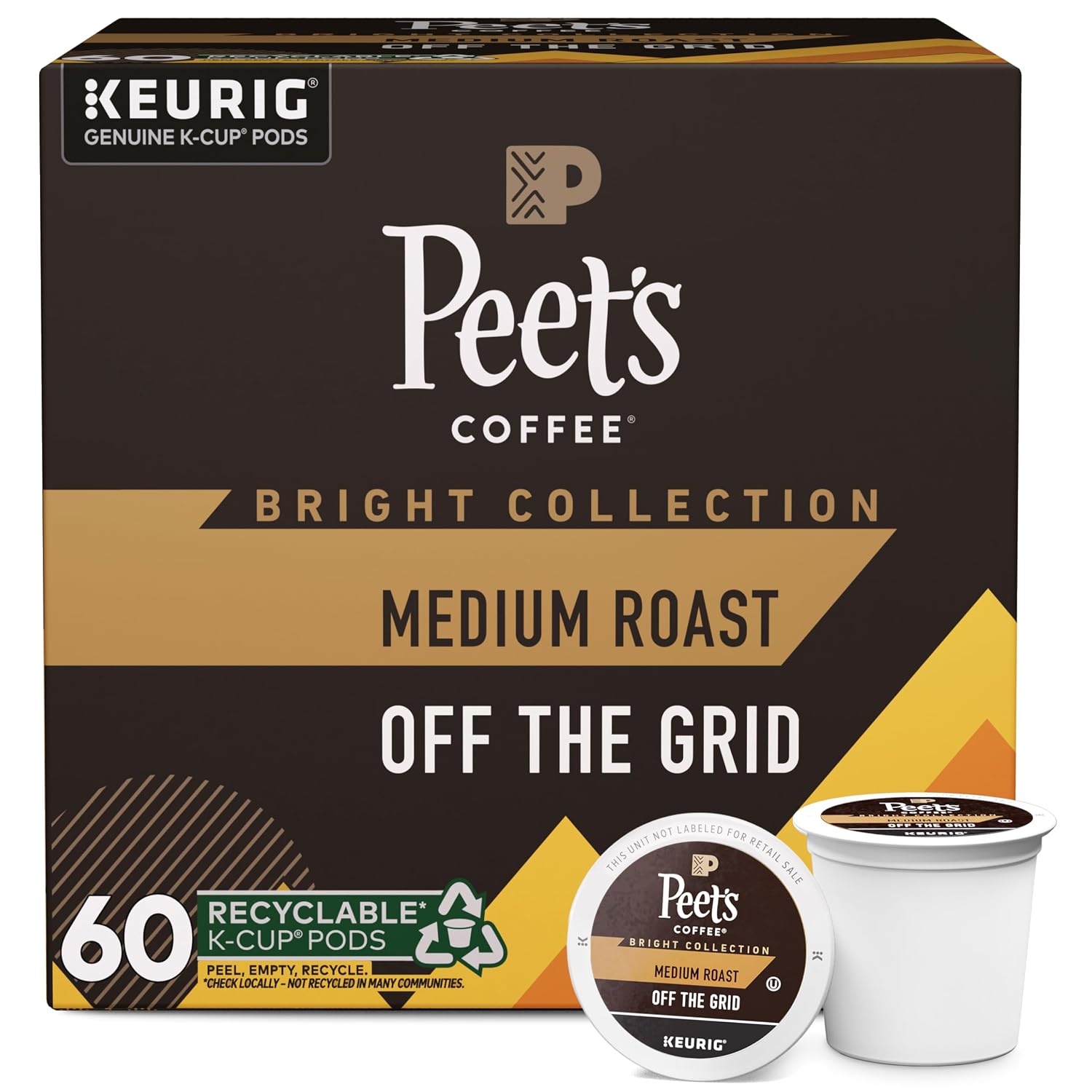 Peet's Coffee, Medium Roast Keurig K-Cup Pods, 100% Arabica Coffee - Big Bang 60 Count (6 Boxes of 10 K-Cup Pods)