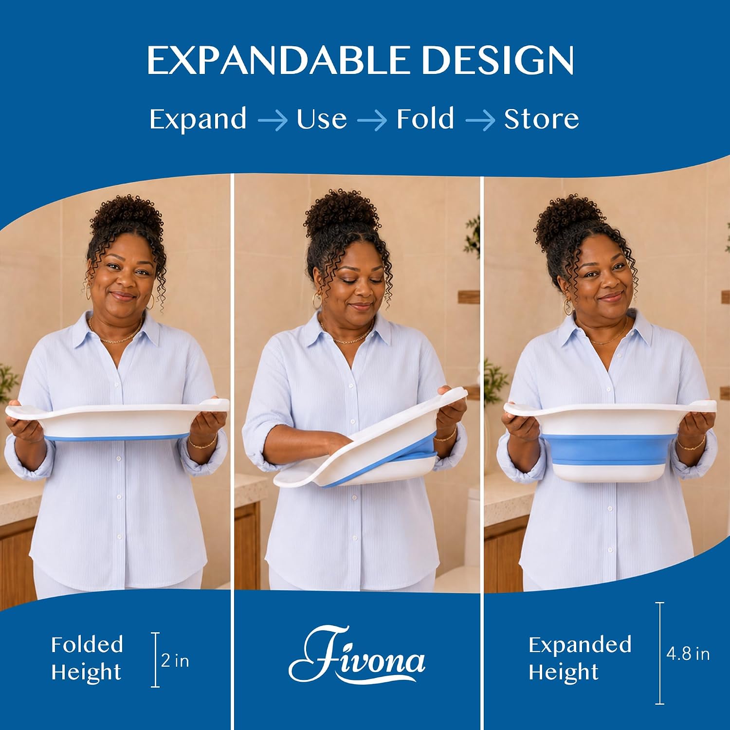 Fivona Sitz Bath for Toilet Seat Postpartum and Hemorrhoids Care - Yoni Steam Seat - Foldable Basin for Epsom Salt Soak - Portable Bidet BPA Free