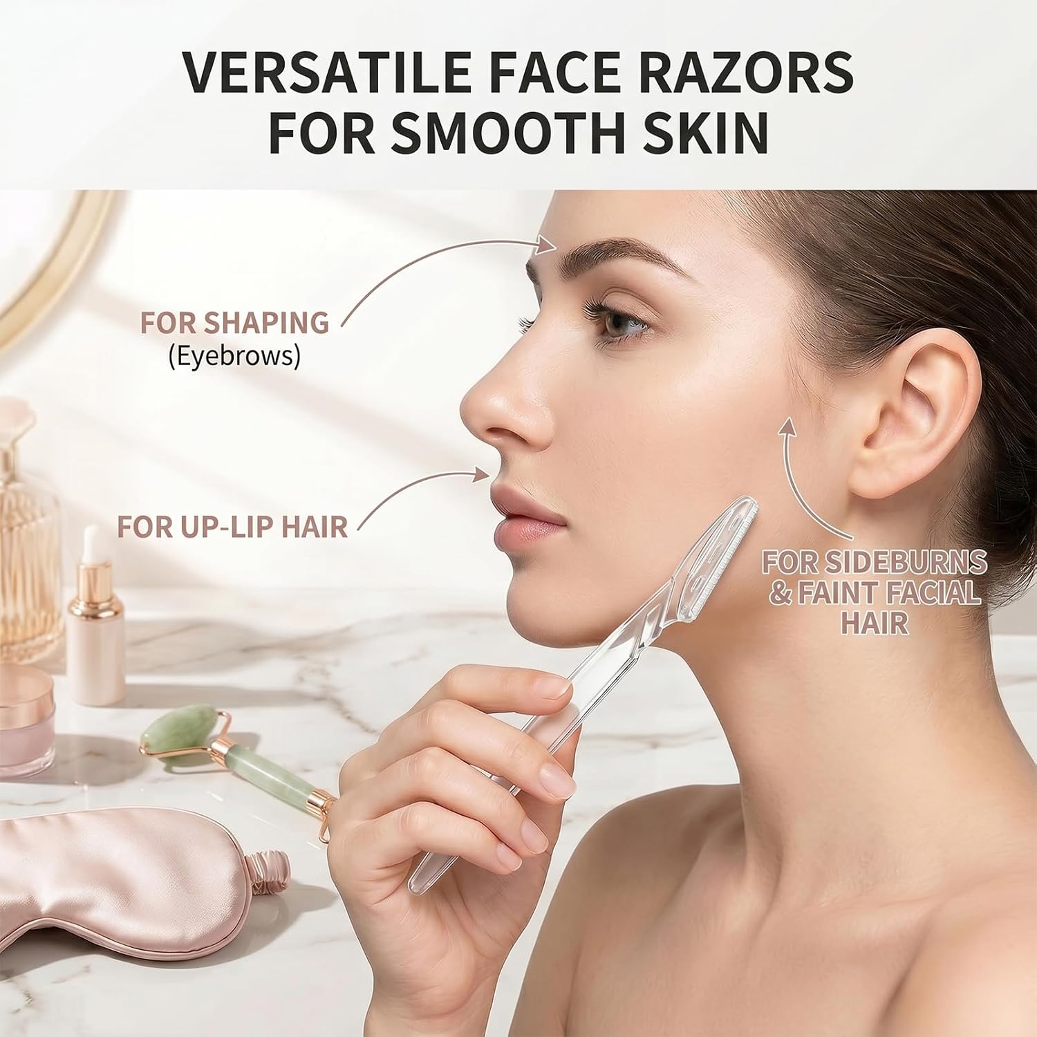 40pcs Dermaplane Razor for Women Face, Stainless Steel Eyebrow Razor