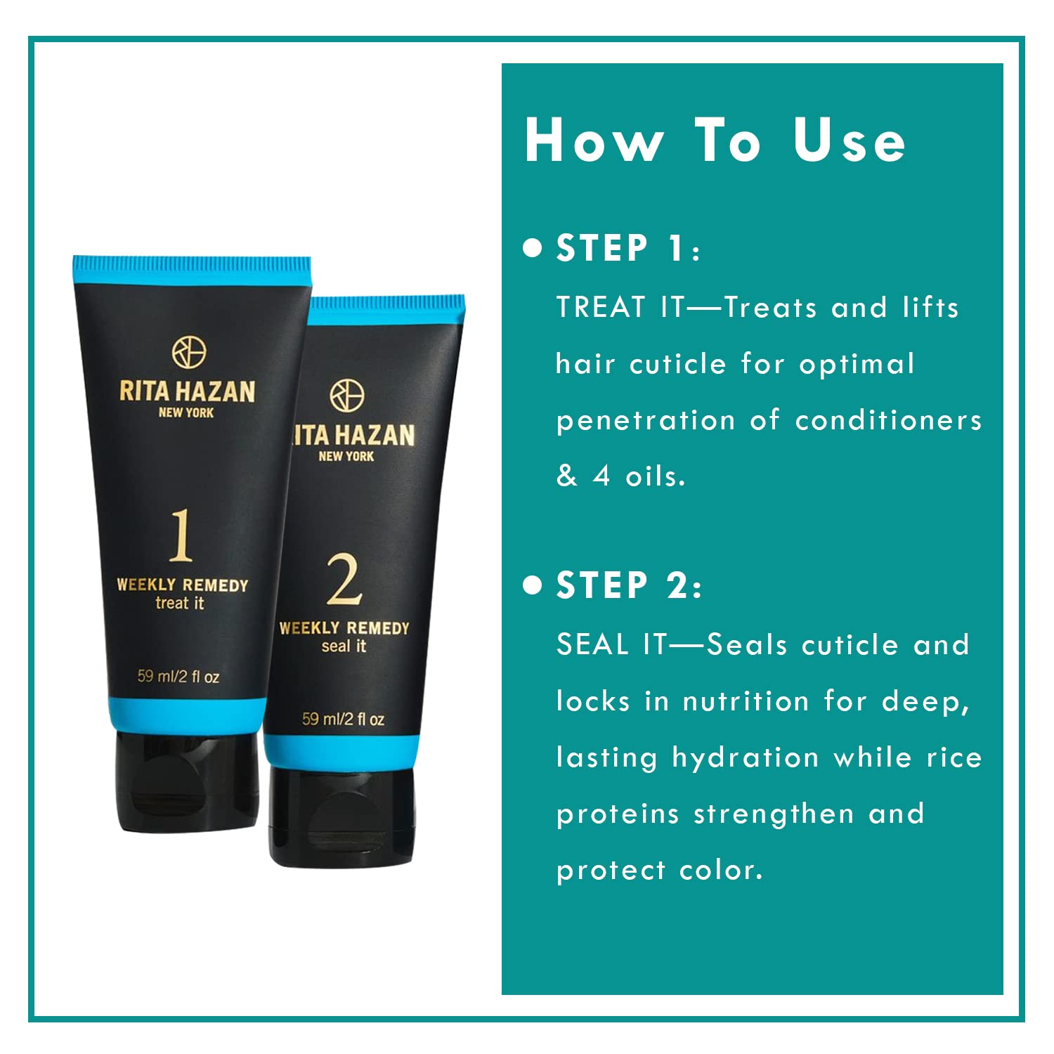Rita Hazan Two Step Weekly Remedy Cream Kit - Deeply Hydrating & Restorative for Color Treated Hair - Hair Cream for Frizzy Hair - Hair Treatment