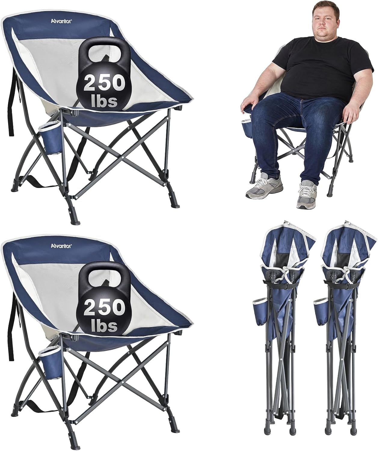 Alvantor® Camping Chair, Full Mesh Folding Beach Chair Breathable High Back Portable Lawn Chair for Outdoor, Armrest, Cup Holder, Easy Use Seat for Travel, Fishing, Pinic, Sports Event, 24"x31"x38"