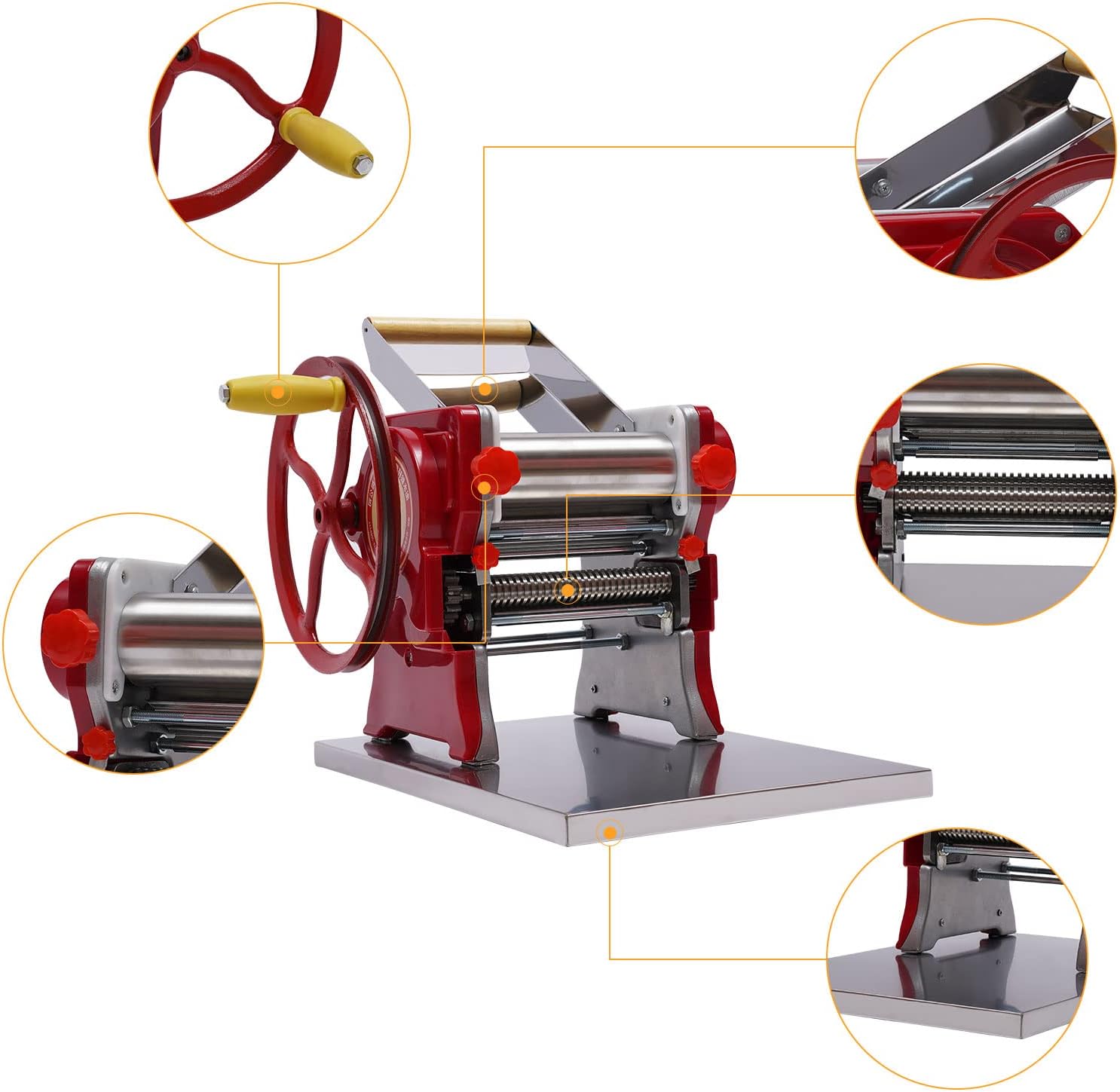 Noodle Machine, TBVECHI Iron Body Multi-functional Manual Noodle Pasta Dumpling Skin Maker Machine Stainless Steel Dough Stick Kitchen Home