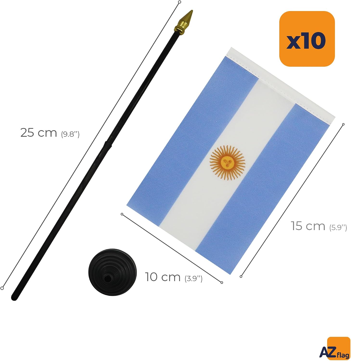 AZ FLAG Nicaragua Table Flag 4x6 in 100D Polyester Plastic Base | Indoor use Nicaraguan 15x10 cm desk flag stitched finish with reinforced edges with plastic pole and gold finial