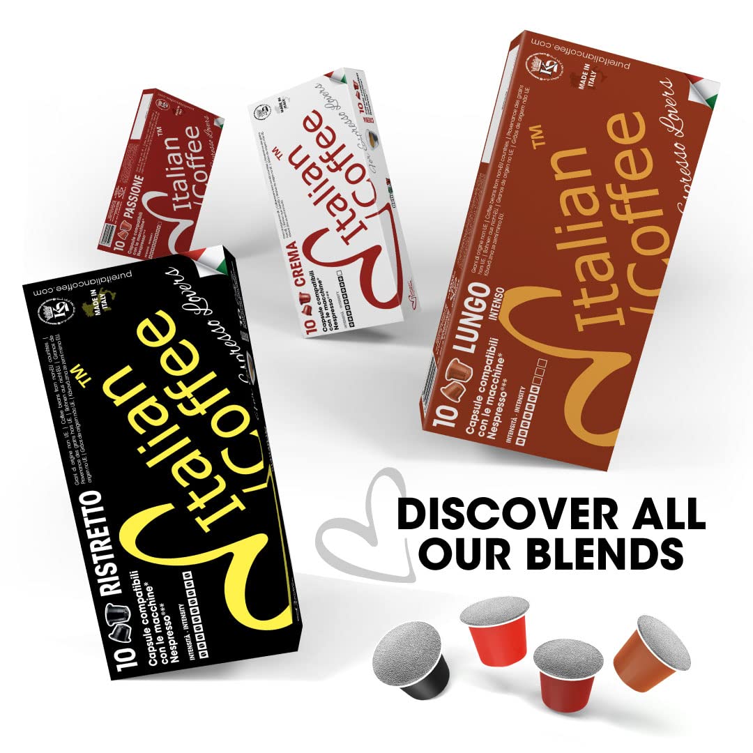 Italian Coffee Pods for Nespresso Original (Pack of 100 Regular Passione) | Compatible with Nespresso Original Machines, BPA-free espresso capsules, made in Italy, Intensity 9/10
