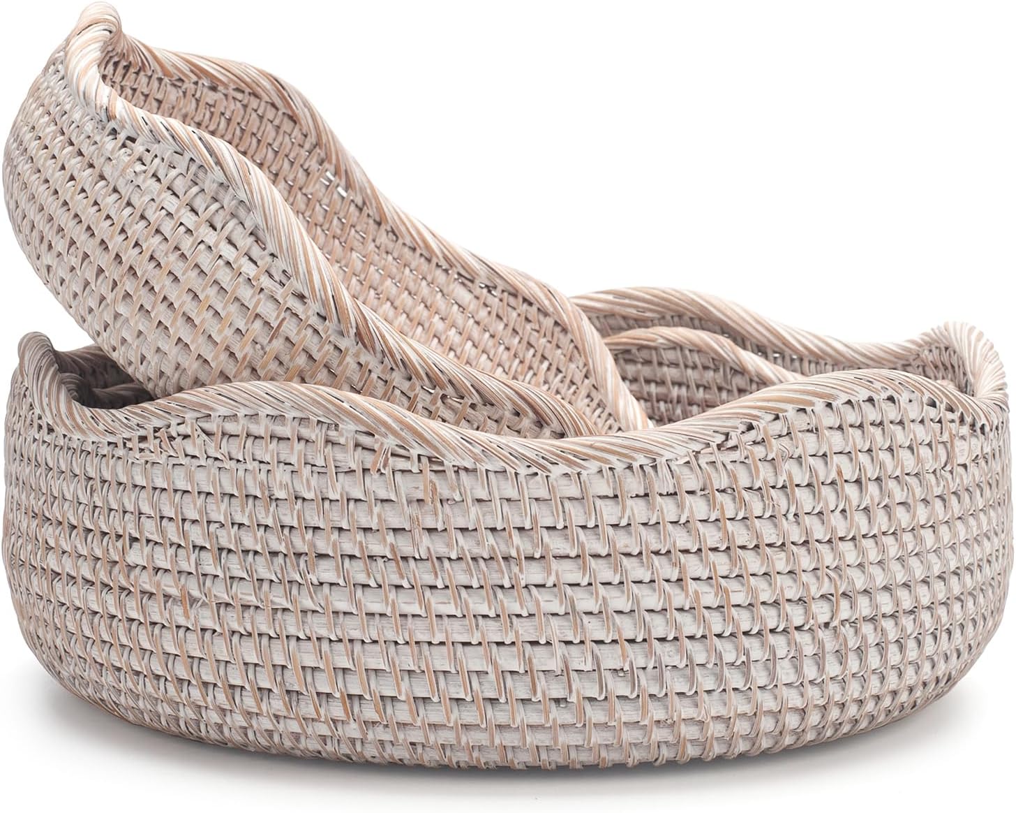 YANGQIHOME Rattan Bread Basket, Round Fruit Baskets, Wicker Storage Bowls, Natural Woven Serving Basket Bowls
