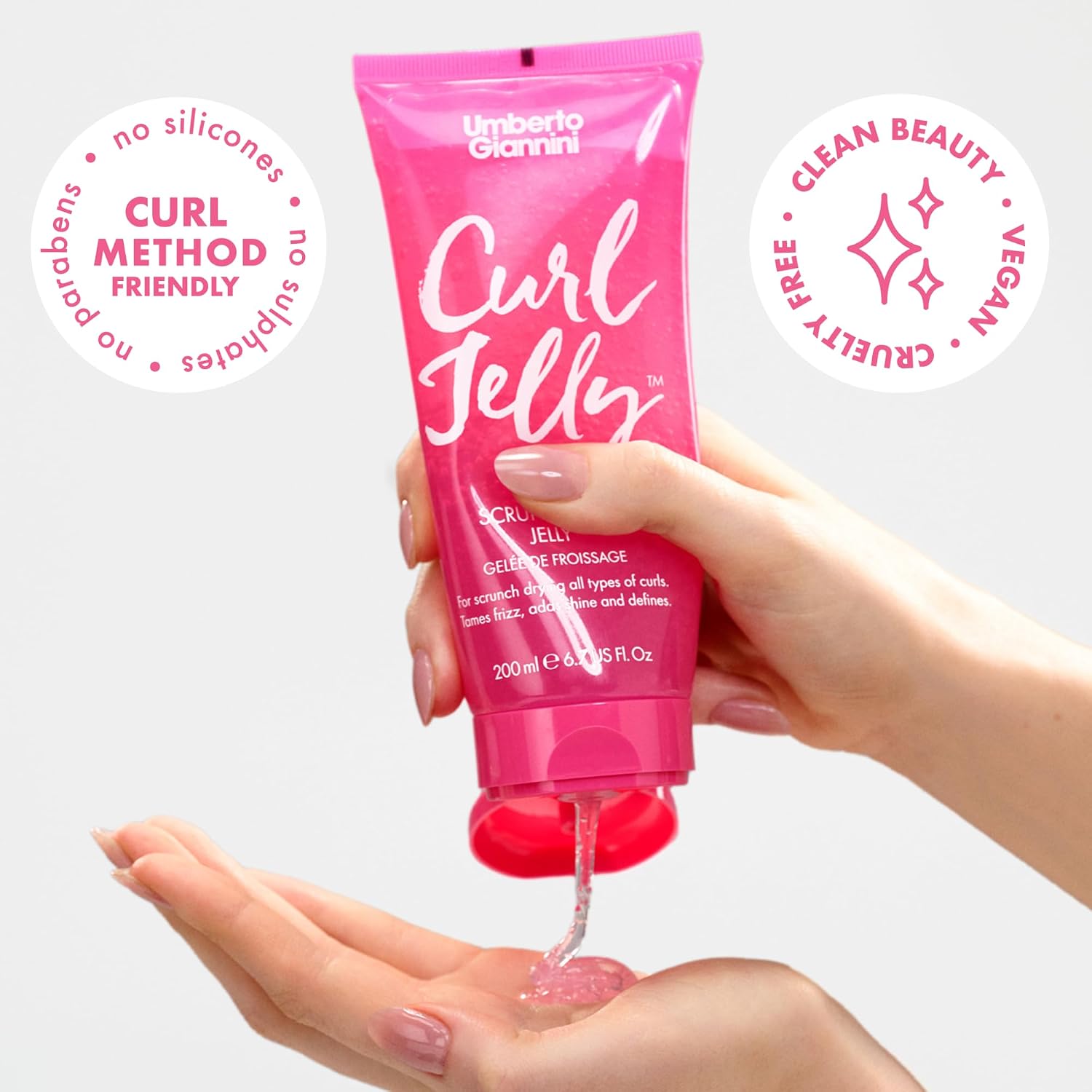 Umberto Giannini Curl Jelly Scrunching Jelly 6.7 fl Oz - Frizz Solution Defining Hair Gel for 2a-4c Curly, Wavy, Coily Hair - Vegan & Cruelty-Free
