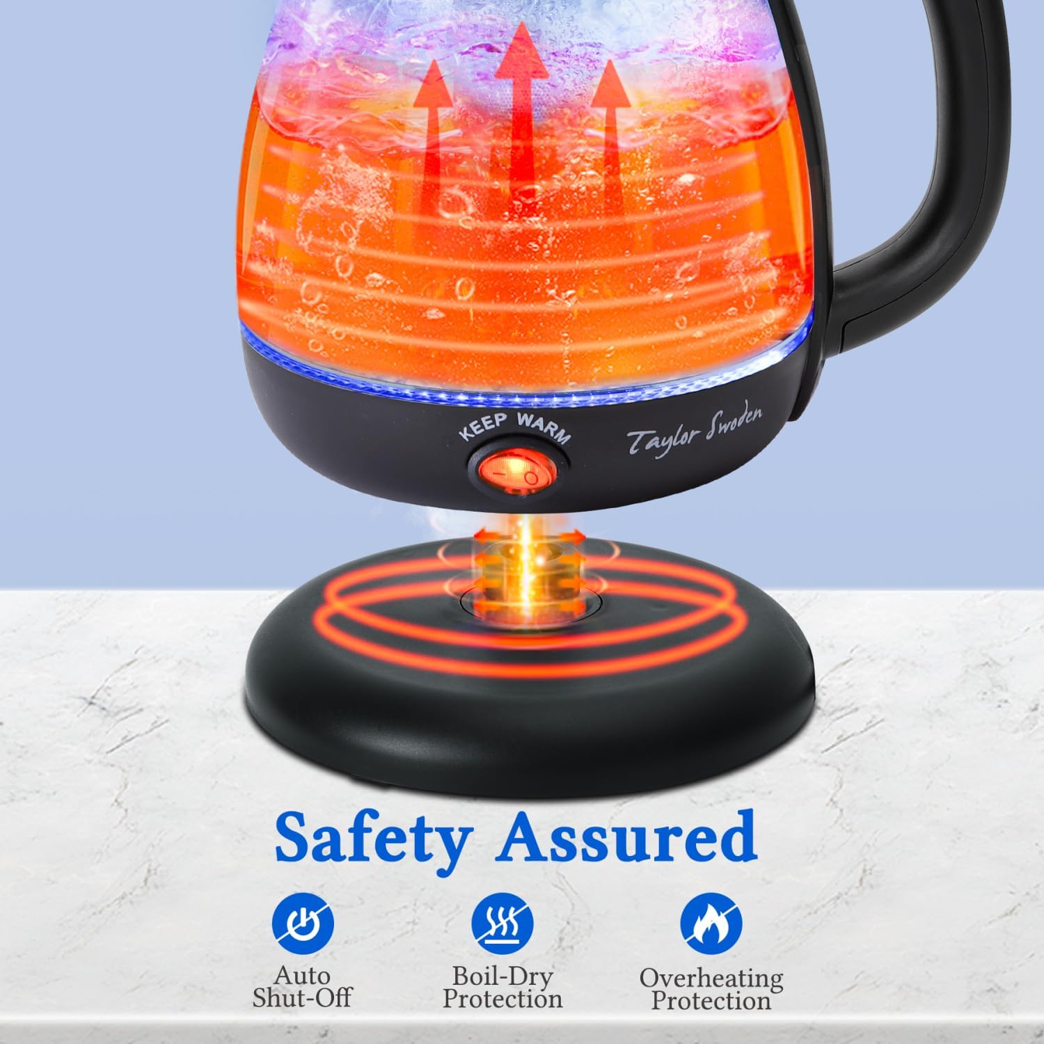 Taylor Swoden Electric Kettle with Tea Infuser, 1L Small Electric Tea Kettle with Keep Warm, LED Light Hot Water Boiler & Heater for Coffee & Teas