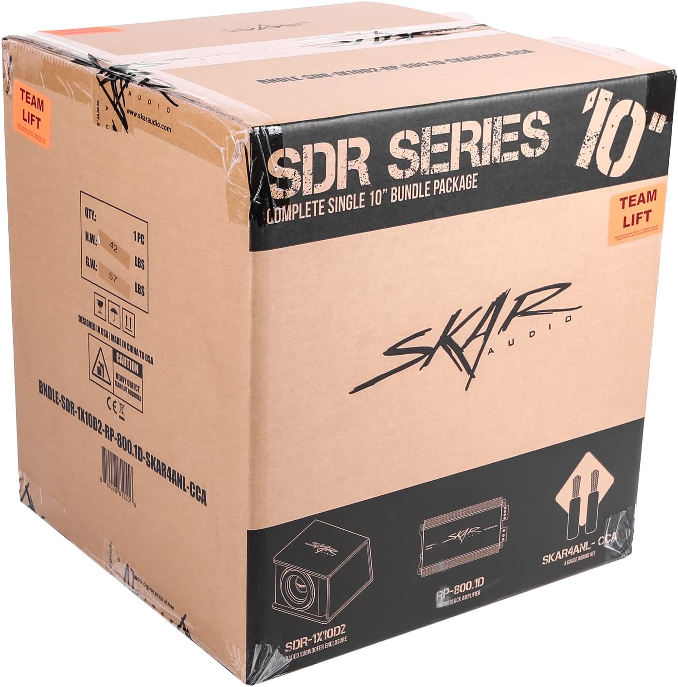 Skar Audio Single 8" Complete 700 Watt SDR Series Subwoofer Bass Package - Includes Loaded Enclosure with Amplifier