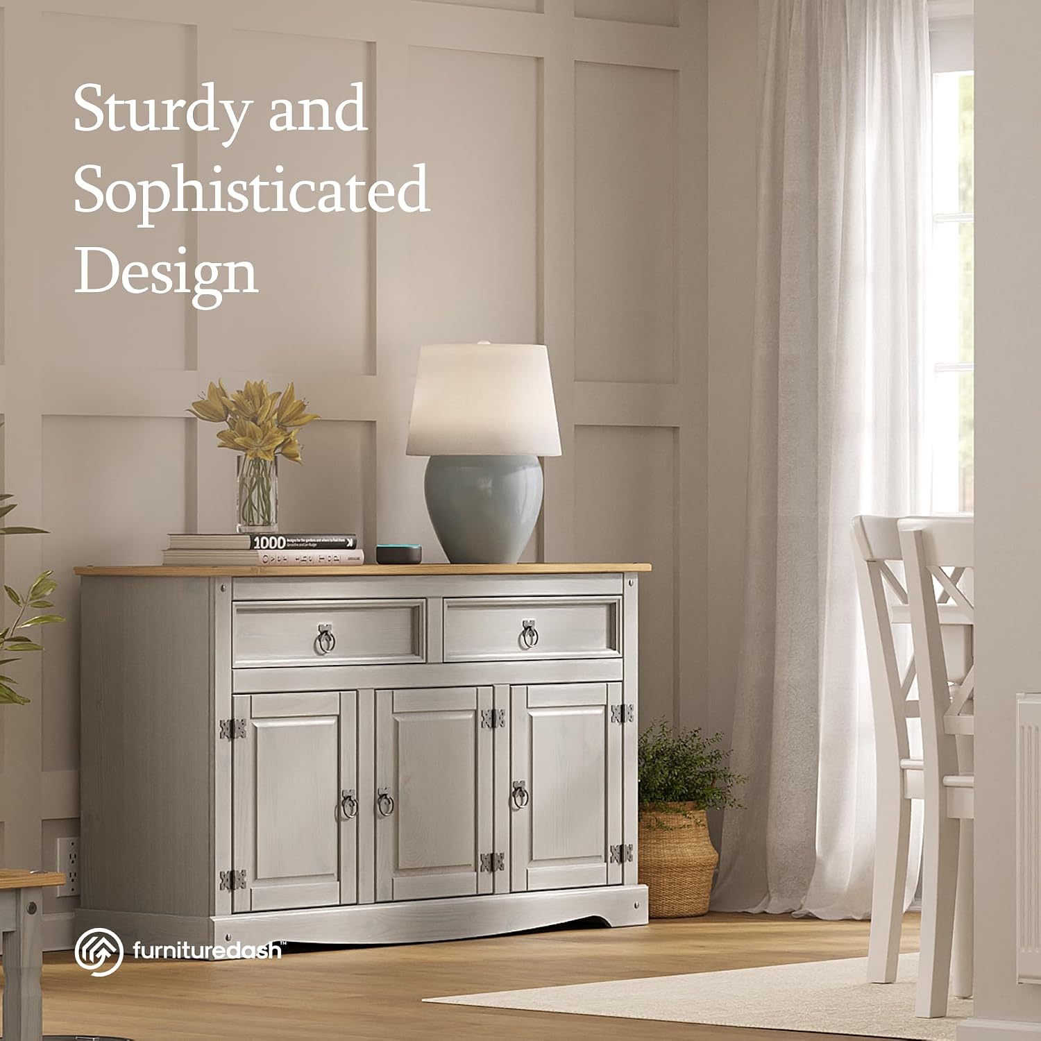 Furniture Dash Solid Wood Buffets & Sideboards 51.9" W, 16.9" D, 31.7" H - Kitchen, Bar and Liquor Cabinet, Kitchen Island, Entertainment Center