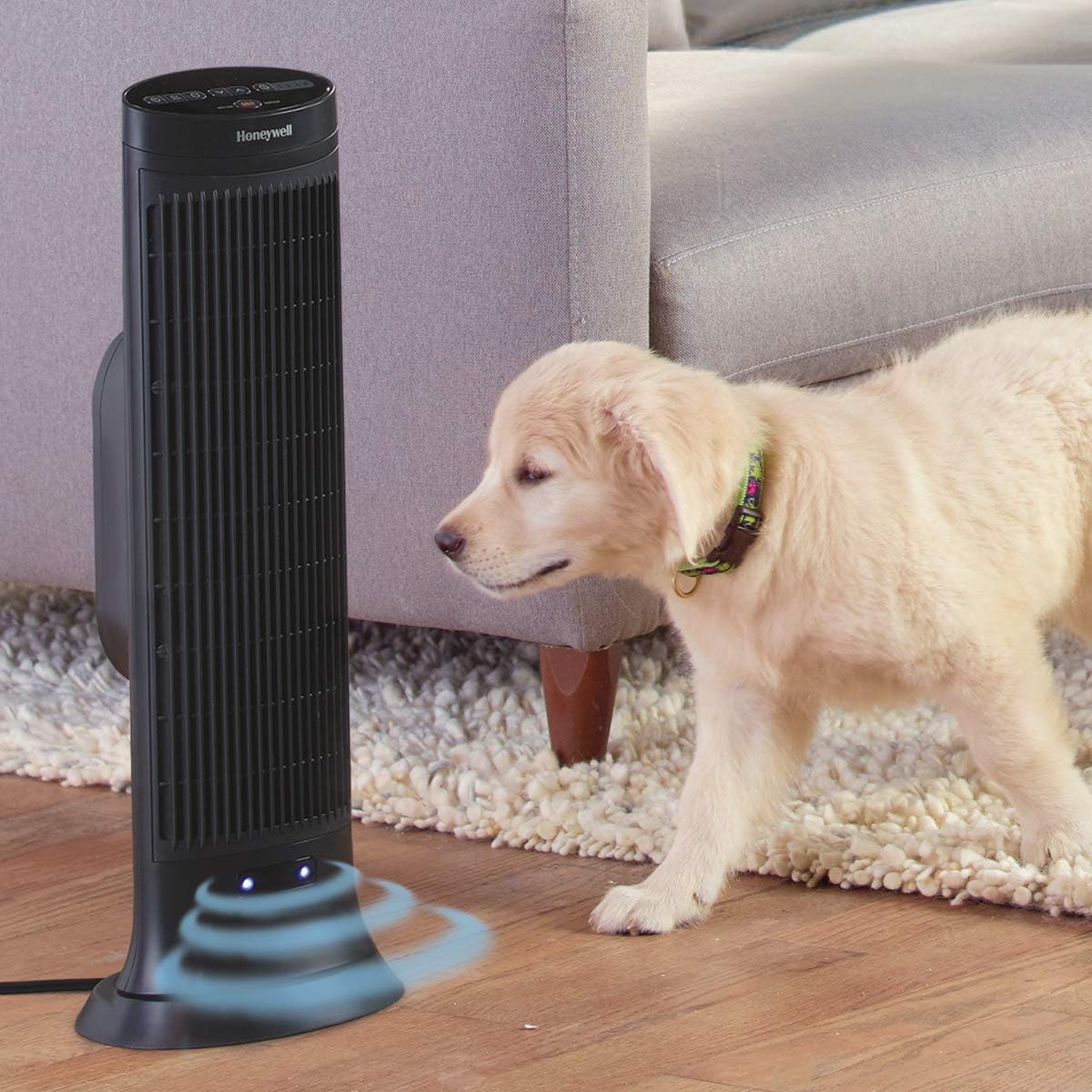 Honeywell Slim Ceramic Tower Heater, Small Room, Black – Easy to Use – Slim Space Heater with Two Heat Settings | Easy to Use – Slim Space Heater with Two Heat Settings