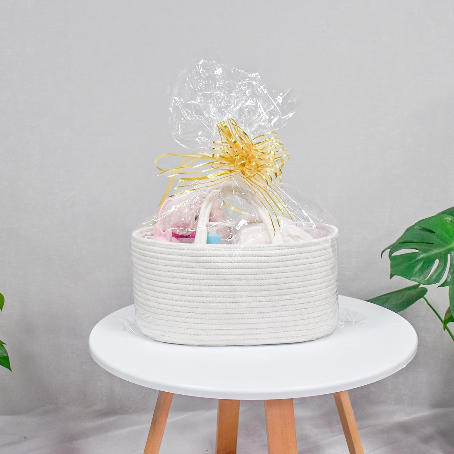ABenkle Diaper Caddy Organizer - Cotton Rope Nursery Storage Basket for Baby Essentials, Boys & Girls Shower Gift, Changing Table Organizer