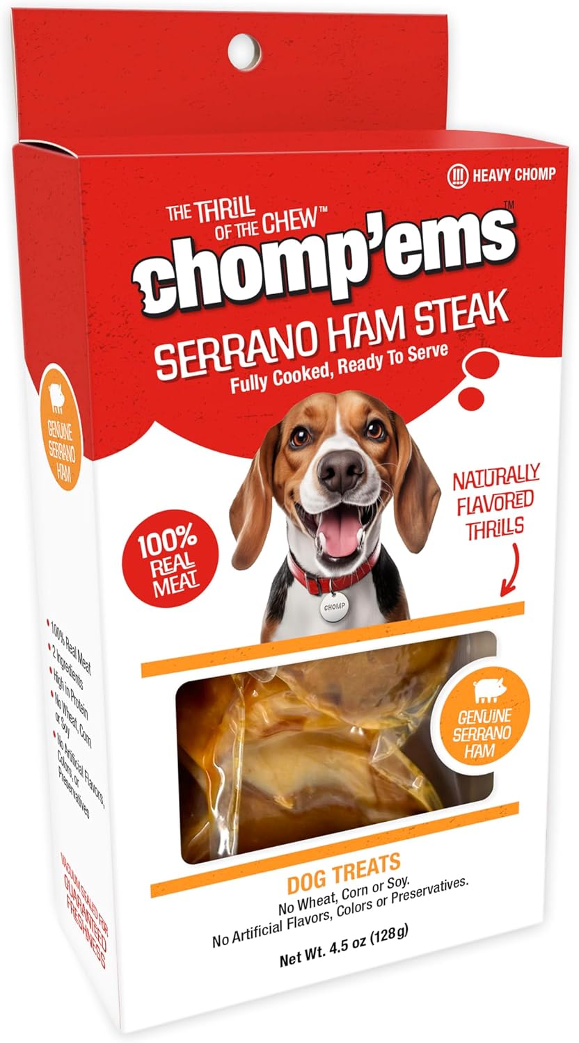 RUFFIN' IT CHOMP'EMS Serrano Ham Bone Wrapped in Real Prosciutto Ham, 1 Large Bone